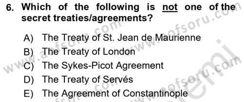Principles Of Ataturk And The History Of Turkish Revolution 1 Dersi 2022 - 2023 Yılı (Final) Dönem Sonu Sınav Soruları 6. Soru