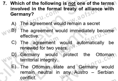 Principles Of Ataturk And The History Of Turkish Revolution 1 Dersi 2022 - 2023 Yılı (Final) Dönem Sonu Sınav Soruları 7. Soru