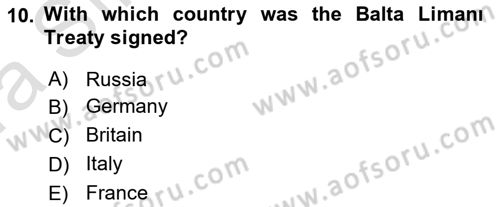 Principles Of Ataturk And The History Of Turkish Revolution 1 Dersi 2023 - 2024 Yılı (Vize) Ara Sınav Soruları 10. Soru