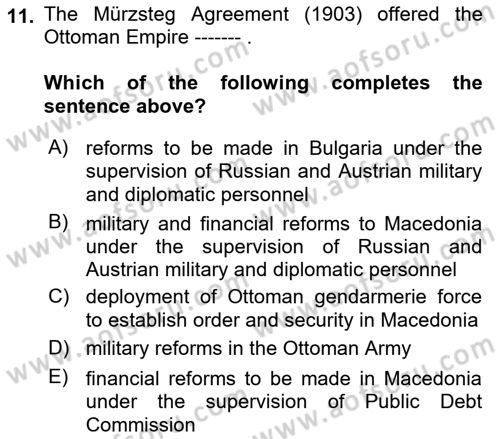 Principles Of Ataturk And The History Of Turkish Revolution 1 Dersi 2023 - 2024 Yılı (Vize) Ara Sınav Soruları 11. Soru