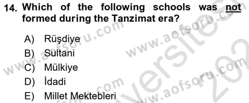 Principles Of Ataturk And The History Of Turkish Revolution 1 Dersi 2023 - 2024 Yılı (Vize) Ara Sınav Soruları 14. Soru