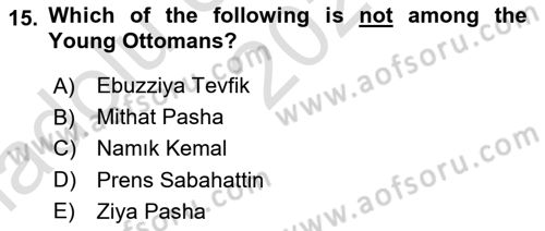 Principles Of Ataturk And The History Of Turkish Revolution 1 Dersi 2023 - 2024 Yılı (Vize) Ara Sınav Soruları 15. Soru