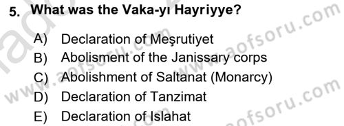 Principles Of Ataturk And The History Of Turkish Revolution 1 Dersi 2023 - 2024 Yılı (Vize) Ara Sınav Soruları 5. Soru