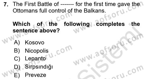Principles Of Ataturk And The History Of Turkish Revolution 1 Dersi 2023 - 2024 Yılı (Vize) Ara Sınav Soruları 7. Soru