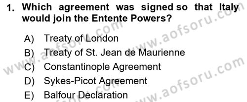 Principles Of Ataturk And The History Of Turkish Revolution 1 Dersi 2023 - 2024 Yılı (Final) Dönem Sonu Sınav Soruları 1. Soru