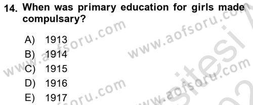 Principles Of Ataturk And The History Of Turkish Revolution 1 Dersi 2023 - 2024 Yılı (Final) Dönem Sonu Sınav Soruları 14. Soru