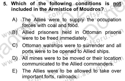 Principles Of Ataturk And The History Of Turkish Revolution 1 Dersi 2023 - 2024 Yılı (Final) Dönem Sonu Sınav Soruları 5. Soru