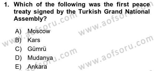 Principles Of Ataturk And The History Of Turkish Revolution 1 Dersi 2023 - 2024 Yılı Yaz Okulu Sınav Soruları 1. Soru