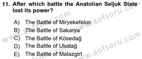 Principles Of Ataturk And The History Of Turkish Revolution 1 Dersi 2023 - 2024 Yılı Yaz Okulu Sınav Soruları 11. Soru