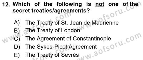 Principles Of Ataturk And The History Of Turkish Revolution 1 Dersi 2023 - 2024 Yılı Yaz Okulu Sınav Soruları 12. Soru