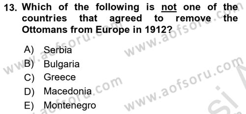 Principles Of Ataturk And The History Of Turkish Revolution 1 Dersi 2023 - 2024 Yılı Yaz Okulu Sınav Soruları 13. Soru