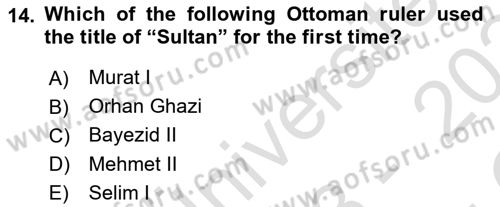 Principles Of Ataturk And The History Of Turkish Revolution 1 Dersi 2023 - 2024 Yılı Yaz Okulu Sınav Soruları 14. Soru