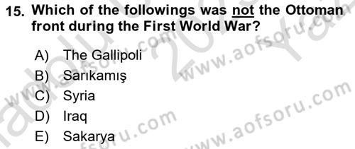 Principles Of Ataturk And The History Of Turkish Revolution 1 Dersi 2023 - 2024 Yılı Yaz Okulu Sınav Soruları 15. Soru