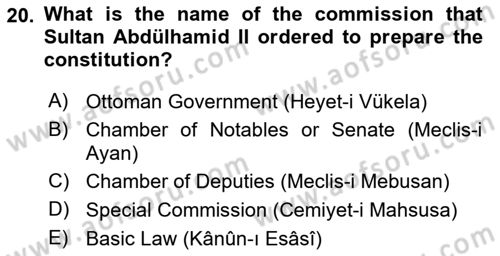 Principles Of Ataturk And The History Of Turkish Revolution 1 Dersi 2023 - 2024 Yılı Yaz Okulu Sınav Soruları 20. Soru