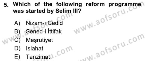 Principles Of Ataturk And The History Of Turkish Revolution 1 Dersi 2023 - 2024 Yılı Yaz Okulu Sınav Soruları 5. Soru