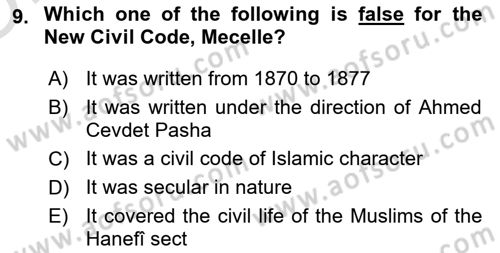 Principles Of Ataturk And The History Of Turkish Revolution 1 Dersi 2023 - 2024 Yılı Yaz Okulu Sınav Soruları 9. Soru