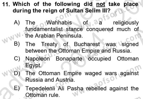 Principles Of Ataturk And The History Of Turkish Revolution 1 Dersi 2024 - 2025 Yılı (Vize) Ara Sınav Soruları 11. Soru