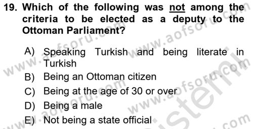 Principles Of Ataturk And The History Of Turkish Revolution 1 Dersi 2024 - 2025 Yılı (Vize) Ara Sınav Soruları 19. Soru