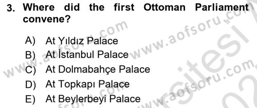 Principles Of Ataturk And The History Of Turkish Revolution 1 Dersi 2024 - 2025 Yılı (Vize) Ara Sınav Soruları 3. Soru