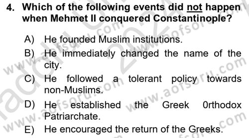 Principles Of Ataturk And The History Of Turkish Revolution 1 Dersi 2024 - 2025 Yılı (Vize) Ara Sınav Soruları 4. Soru