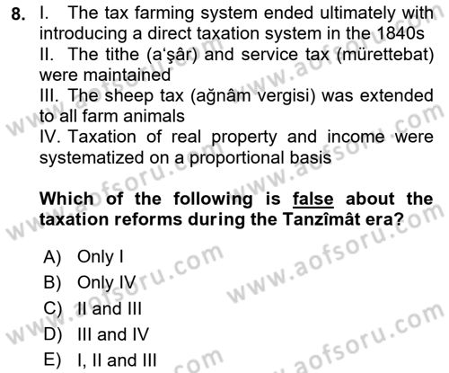 Principles Of Ataturk And The History Of Turkish Revolution 1 Dersi 2024 - 2025 Yılı (Vize) Ara Sınav Soruları 8. Soru