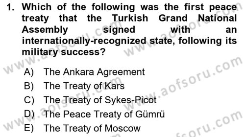 Principles Of Ataturk And The History Of Turkish Revolution 1 Dersi 2024 - 2025 Yılı (Final) Dönem Sonu Sınav Soruları 1. Soru