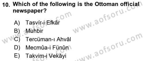 Principles Of Ataturk And The History Of Turkish Revolution 1 Dersi 2024 - 2025 Yılı (Final) Dönem Sonu Sınav Soruları 10. Soru