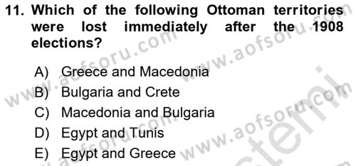 Principles Of Ataturk And The History Of Turkish Revolution 1 Dersi 2024 - 2025 Yılı (Final) Dönem Sonu Sınav Soruları 11. Soru