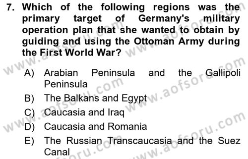 Principles Of Ataturk And The History Of Turkish Revolution 1 Dersi 2024 - 2025 Yılı (Final) Dönem Sonu Sınav Soruları 7. Soru