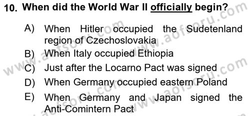 Principles Of Ataturk And The History Of Turkish Revolution 2 Dersi 2018 - 2019 Yılı (Final) Dönem Sonu Sınav Soruları 10. Soru