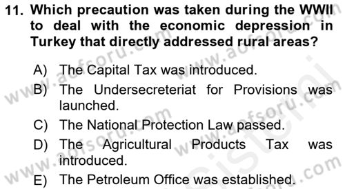 Principles Of Ataturk And The History Of Turkish Revolution 2 Dersi 2018 - 2019 Yılı (Final) Dönem Sonu Sınav Soruları 11. Soru