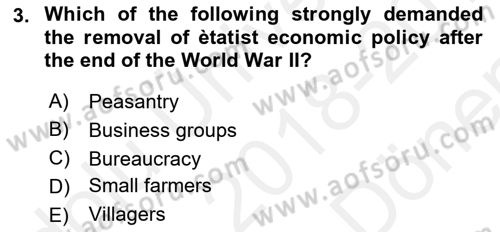 Principles Of Ataturk And The History Of Turkish Revolution 2 Dersi 2018 - 2019 Yılı (Final) Dönem Sonu Sınav Soruları 3. Soru
