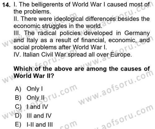 Principles Of Ataturk And The History Of Turkish Revolution 2 Dersi 2020 - 2021 Yılı Yaz Okulu Sınav Soruları 14. Soru