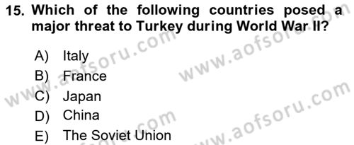 Principles Of Ataturk And The History Of Turkish Revolution 2 Dersi 2020 - 2021 Yılı Yaz Okulu Sınav Soruları 15. Soru