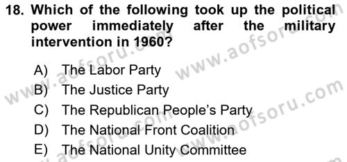 Principles Of Ataturk And The History Of Turkish Revolution 2 Dersi 2020 - 2021 Yılı Yaz Okulu Sınav Soruları 18. Soru