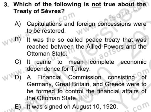 Principles Of Ataturk And The History Of Turkish Revolution 2 Dersi 2020 - 2021 Yılı Yaz Okulu Sınav Soruları 3. Soru