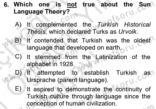 Principles Of Ataturk And The History Of Turkish Revolution 2 Dersi 2020 - 2021 Yılı Yaz Okulu Sınav Soruları 6. Soru
