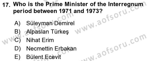 Principles Of Ataturk And The History Of Turkish Revolution 2 Dersi 2021 - 2022 Yılı (Final) Dönem Sonu Sınav Soruları 17. Soru