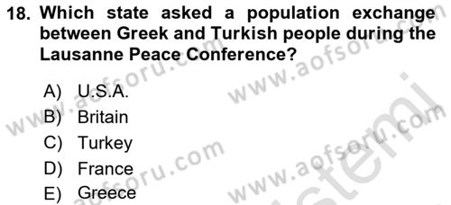 Principles Of Ataturk And The History Of Turkish Revolution 2 Dersi 2021 - 2022 Yılı Yaz Okulu Sınav Soruları 18. Soru