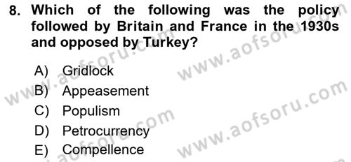 Principles Of Ataturk And The History Of Turkish Revolution 2 Dersi 2021 - 2022 Yılı Yaz Okulu Sınav Soruları 8. Soru