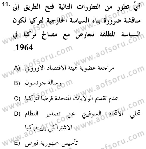 Atatürk İlkeleri Ve İnkılap Tarihi 2 Dersi 2018 - 2019 Yılı (Final) Dönem Sonu Sınavı 11. Soru