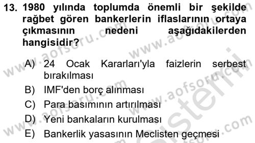 Atatürk İlkeleri Ve İnkılap Tarihi 2 Dersi 2024 - 2025 Yılı Yaz Okulu Sınav Soruları 13. Soru