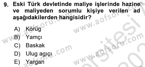 Türk Kültürü Ve Tarihine Giriş Dersi 2022 - 2023 Yılı Yaz Okulu Sınav Soruları 9. Soru