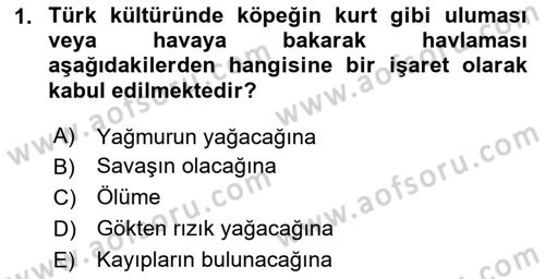 Türk Kültürü Ve Tarihine Giriş Dersi 2023 - 2024 Yılı (Vize) Ara Sınav Soruları 1. Soru