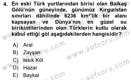 Türk Kültürü Ve Tarihine Giriş Dersi 2023 - 2024 Yılı (Vize) Ara Sınav Soruları 4. Soru
