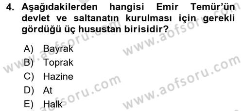 Türk Kültürü Ve Tarihine Giriş Dersi 2023 - 2024 Yılı (Final) Dönem Sonu Sınav Soruları 4. Soru