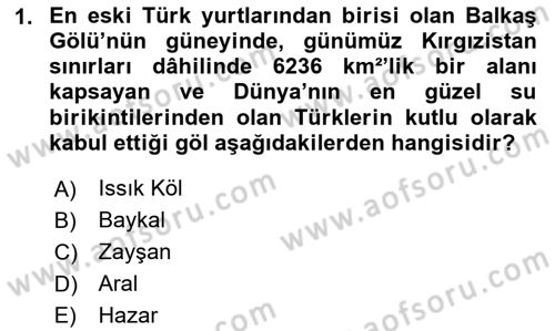 Türk Kültürü Ve Tarihine Giriş Dersi 2023 - 2024 Yılı Yaz Okulu Sınav Soruları 1. Soru