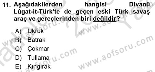 Türk Kültürü Ve Tarihine Giriş Dersi 2023 - 2024 Yılı Yaz Okulu Sınav Soruları 11. Soru