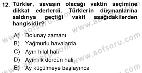 Türk Kültürü Ve Tarihine Giriş Dersi 2023 - 2024 Yılı Yaz Okulu Sınav Soruları 12. Soru