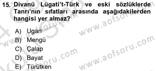 Türk Kültürü Ve Tarihine Giriş Dersi 2023 - 2024 Yılı Yaz Okulu Sınav Soruları 15. Soru